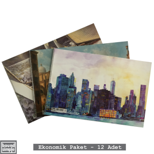 12 Adet - 35x50 Spiralli Resim Defteri